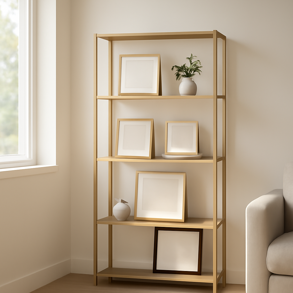 Comparatif des étagères porte-cadres pour un intérieur stylé – Utilisation au jardin (IA)